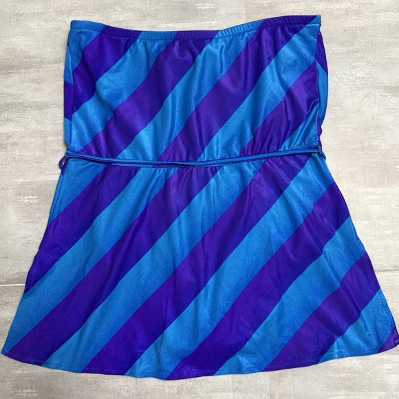 Vintage‎ 80s Jantzen Swimsuit Size 10 Halter Dress w/ Bottoms Strapless Stripes - Picture 6 of 9